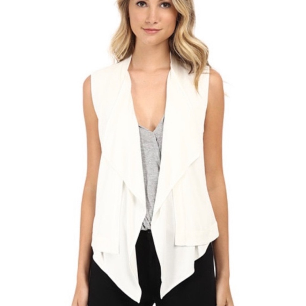 BCBGMaxazria Ryland Drape Front Vest in Off White